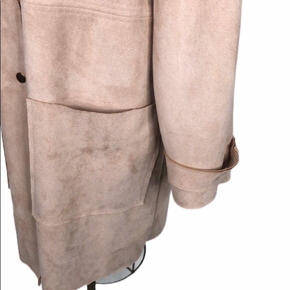 FAVLUX micro suede snap front long jacket SZ L - Picture 4 of 7